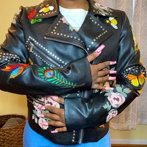 Leather Jacket with Patches